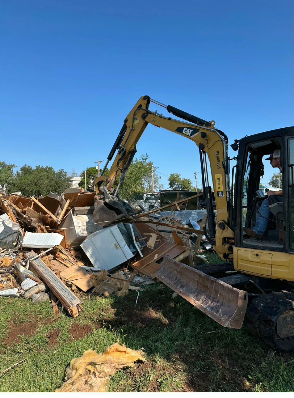 CAT excavator demolition work